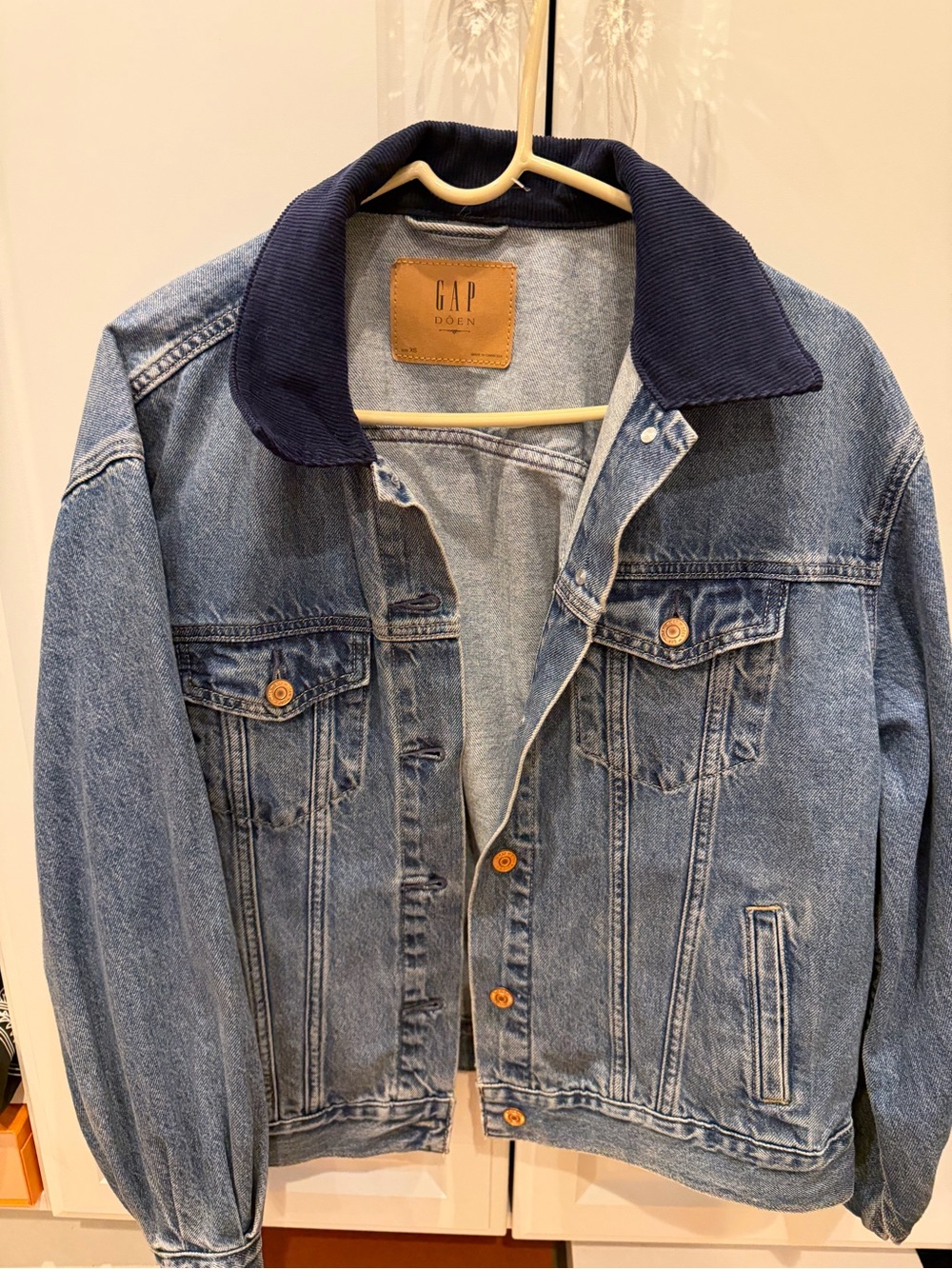 GAP x Doen  Denim Jacket with Navy Corduroy Collar